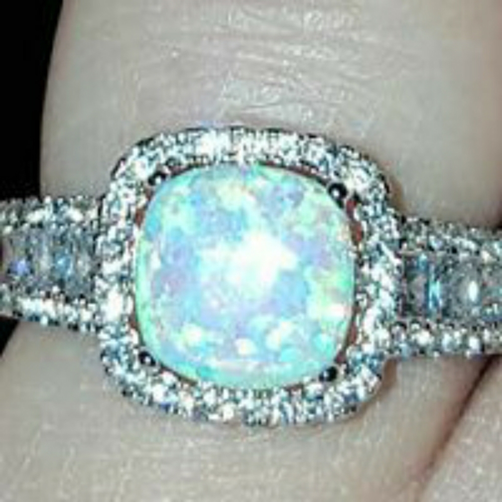 Lab Created Opal & CZ Ring
